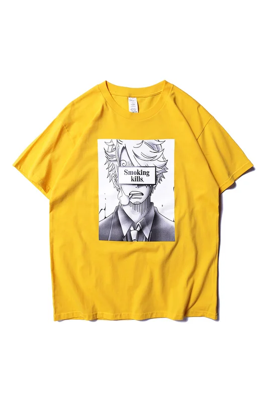 

2019ss Smoking Kills Sanji Printed Women Men T shirts tees Hiphop Streetwear Men Cotton T shirt 1:1 For Summer Style