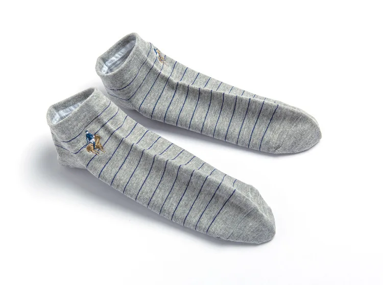 Весенние и летние тонкие мужские носки с вышивкой-pin 200 чесаный хлопок Мужские носки-башмачки полосатые носки