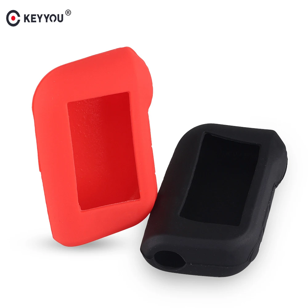 

KEYYOU Silicone Key Case For Russian Version Two Way Car Alarm LCD Remote Controller Keychain Starline A93/A63 Key Fob Cover