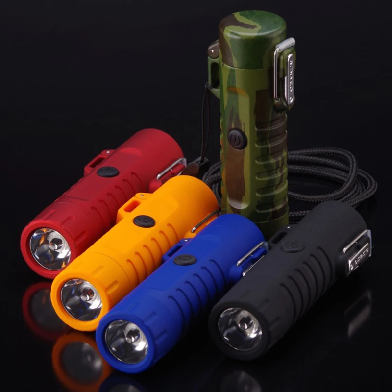 Многофункциональная Usb Водонепроницаемая двойная дуговая зарядная зажигалка с Светодиодная лампа