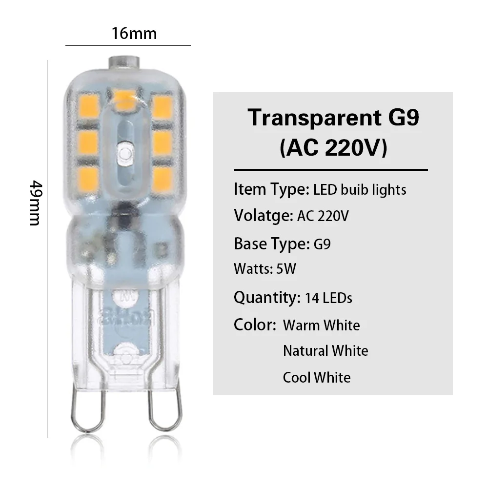 YWXLight G4 G9 светодиодный светильник 3 Вт 5 Вт Мини светодиодный светильник AC 220 В DC 12 В 2835SMD прожектор Высокое качество освещение заменить галогенные лампы - Испускаемый цвет: G9 Milky White