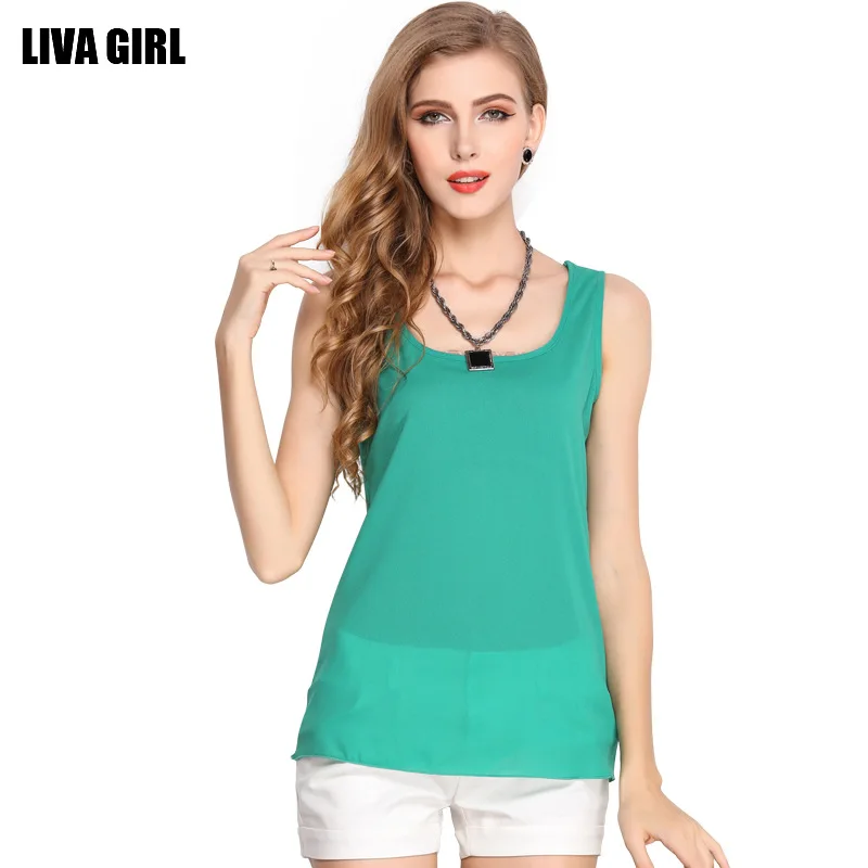 

2018 Sexy Tops Chiffon spring Tank top Women translucent Blouse Sleeveless O Neck Top Female t-shirt Vest Casual Streetwear