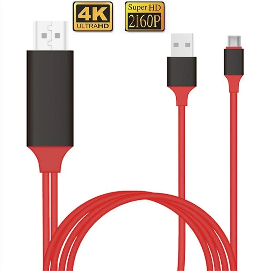 HDMI Cable Adapter HDTV Cable USB Adapter USB Type C Cable USB Adapter Cable USB Cable Adapter Conversion Cable Adapter HDMI Extension Cable Firewire Cable Adapter 2M Type C 4K / 8 Pin For iphone to HDMI Digital HDTV Converter Cable Type-C Phone HDTV AV Adapter For Samsung Ipad Android IOS
