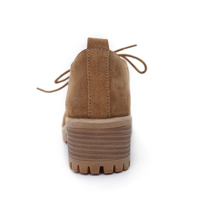 Teahoo/женские туфли-оксфорды из натуральной кожи в стиле ретро; женские туфли на плоской подошве со шнуровкой; женские лоферы с круглым носком на среднем каблуке; женская обувь на платформе