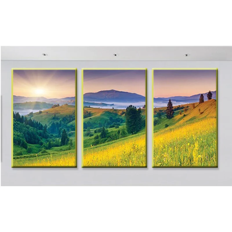 

3 piece set sunset grassland Wall Art diamond Painting full square round drill Pictures hobby art painting diamond mosaic icons