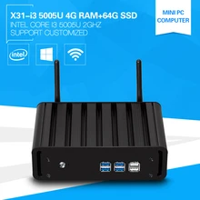 Завод настольный компьютер Окна 7 Core i3 5005U двухъядерный Мини-ПК с 4 г ОЗУ 64 г mSATA Поддержка настроить 1 * lan Порты и разъёмы