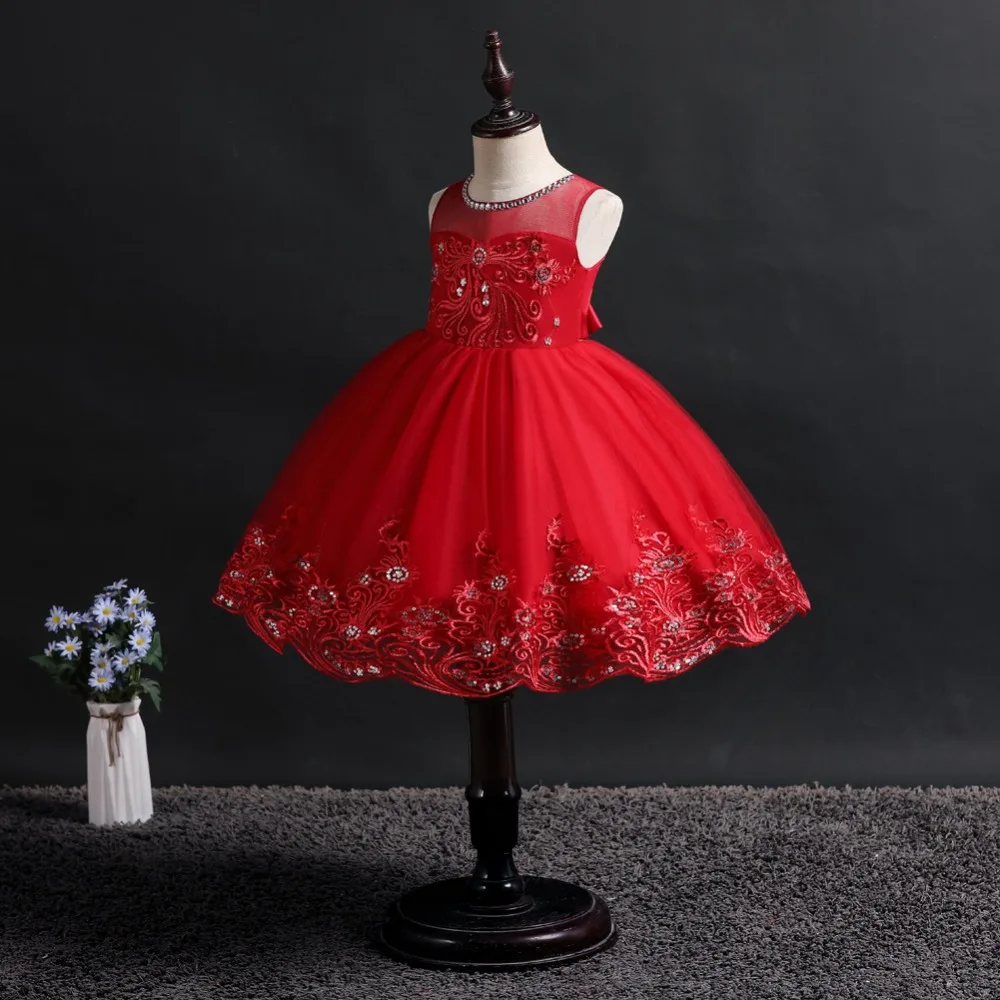 Cute Flower Baby Girl Dresses 2019 Tule Princess Dress Children Evening Clothing Sequins Kids Prom Gown For Girls Wedding Party (17)