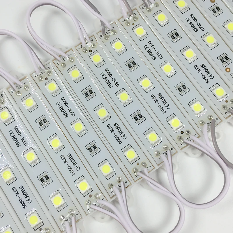 

Waterproof LED module SMD 5050 LED lighting module DC12V 3 led 45lm 0.72W IP65 75mm*12mm*5mm wholesale 1000pcs/lot