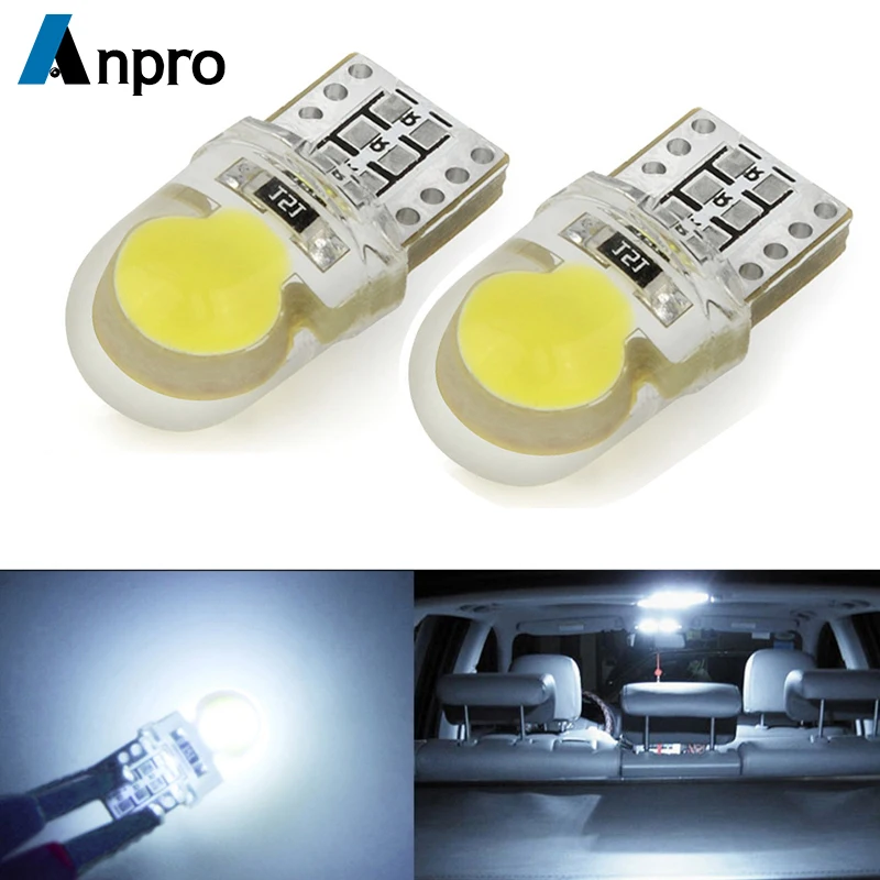 

T10 LED W5W 168 194 COB Led Bulb Car Light Silica 12V Auto Car Paking Turn Side License Plate Light Lamp Bulbs White