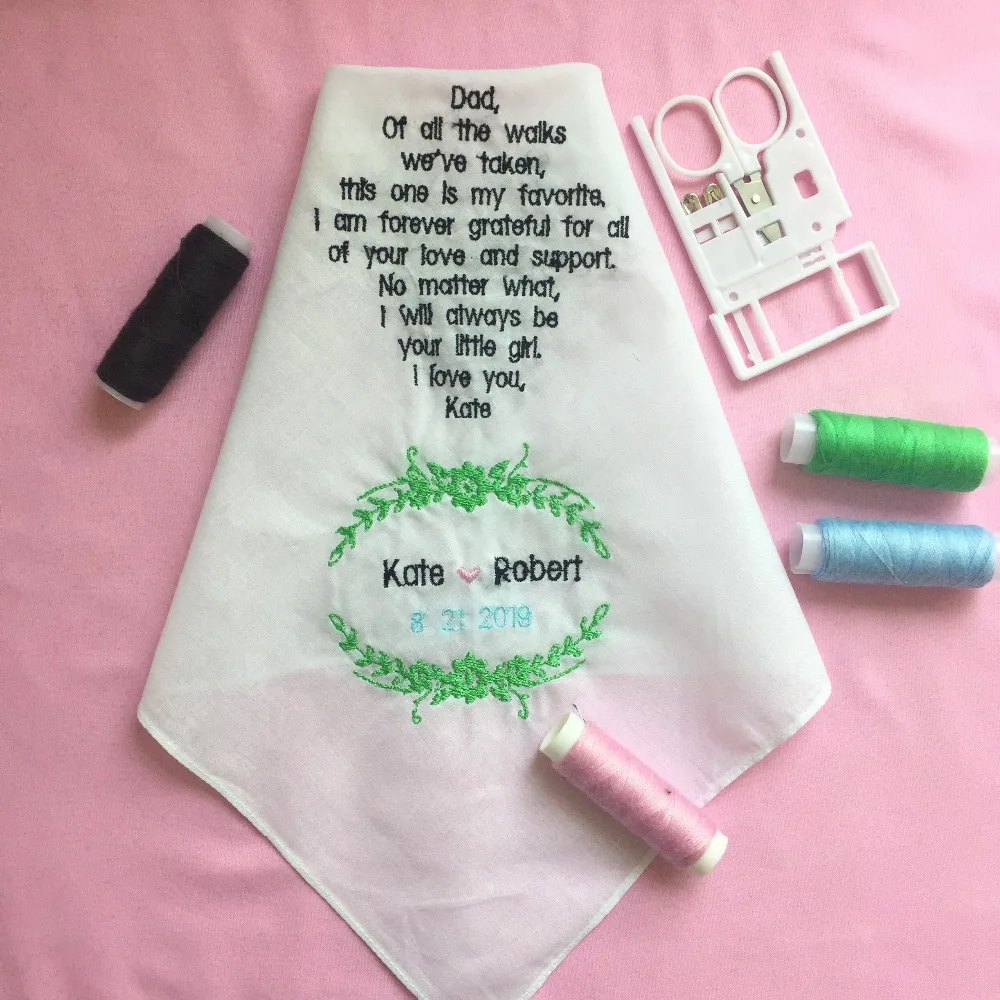 

Custom Wedding Handkerchiefs for Father of the Bride, Embroidered Wedding Hankies for Bride Father, Wedding Gift to Bride Father