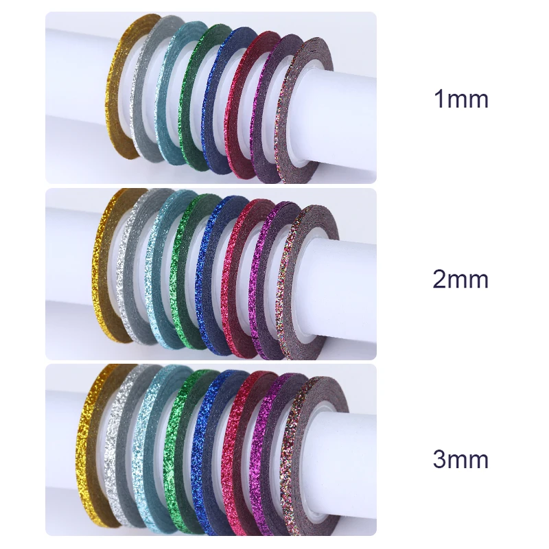 Матовая Блестящая лента для ногтей, радужная матовая линия, 1 мм, 2 мм, 3 мм