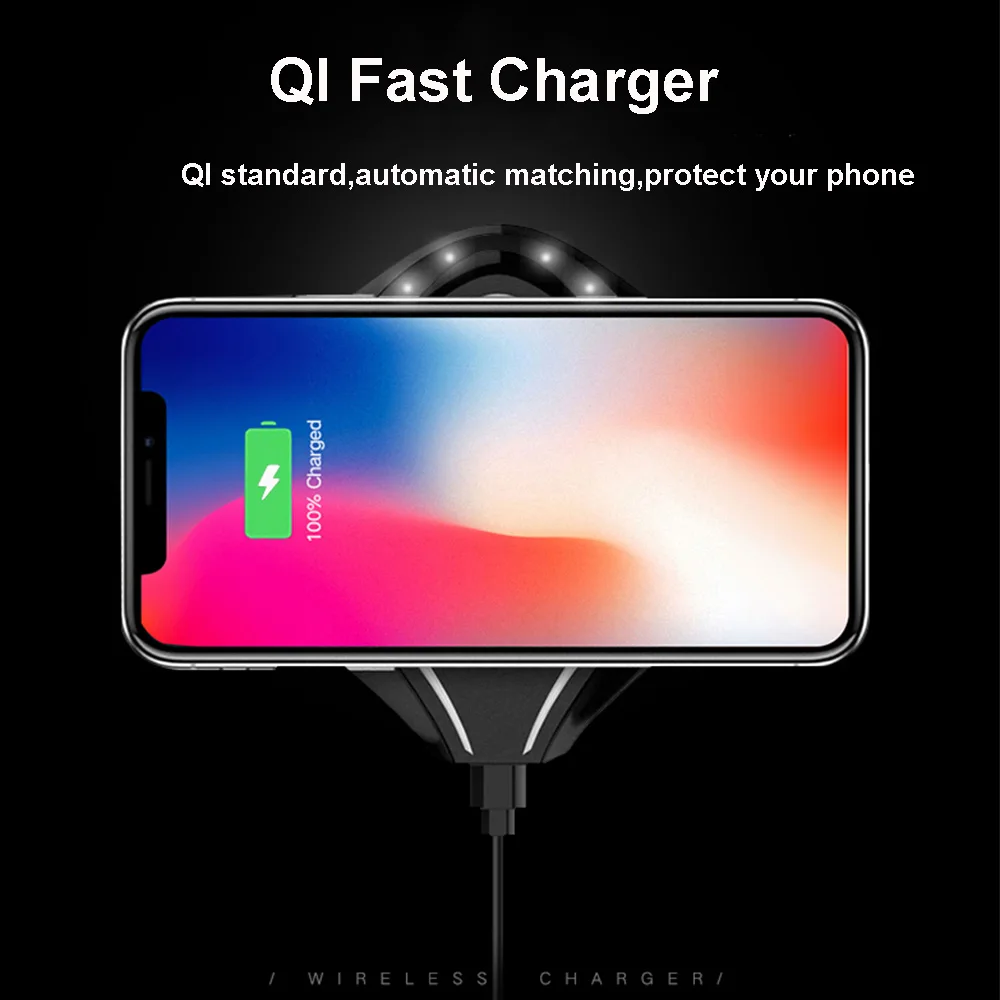 Qi Беспроводной Зарядное устройство для iPhone 8 X XS мобильный телефон быстрое Зарядное устройство быстро Зарядное устройство Автомобильный телефон Зарядное устройство для samsung S8 Смартфон Xiaomi