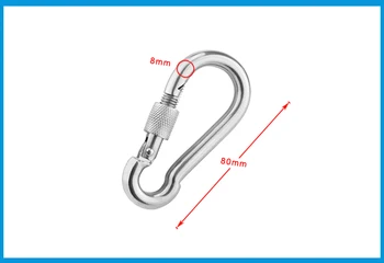 

10*M8*80mm Multifunctional 304 Stainless Steel Spring Snap Carabiner Quick Link Lock Ring Hook snap shackle Chain Fastener Hook