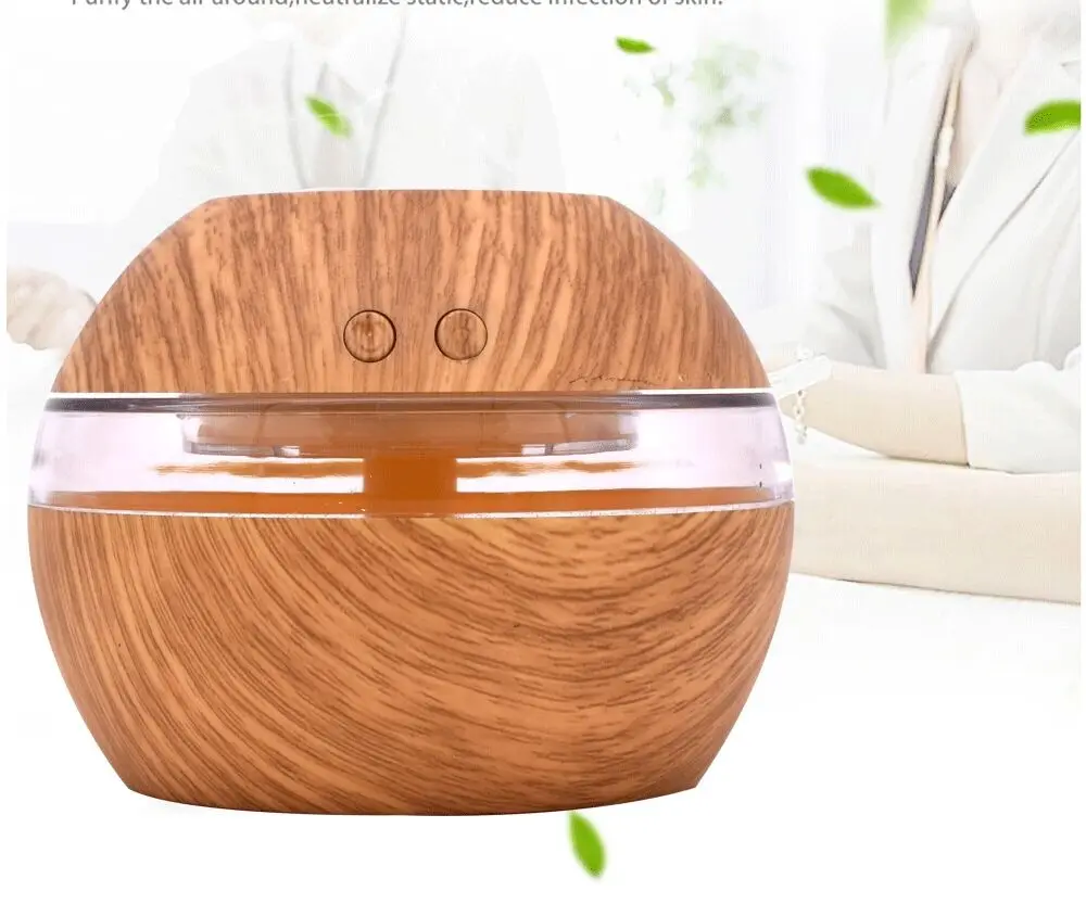 

003 Portable USB wood grain ultrasonic humidifier, super quiet 7 LED lamp fragrance oil diffuser, suitable for home and office.H