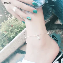 20.5cm+4.5cm High quality beads stars female Korean Anklet 925 silver retro Japan simple beads female student summer jewelry