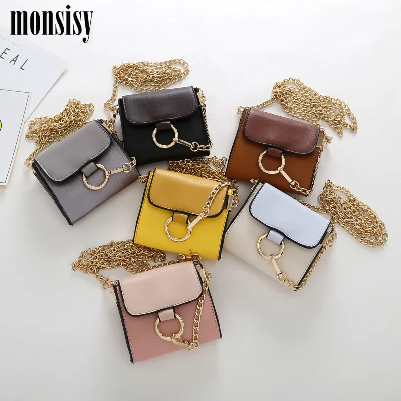 

Monsisy 6PCS Baby Girl Handbag Children Shoulder Bag Coin Purse Fashion PU Leather Metal Chain Toddler Kid Mini Crossbody Bag