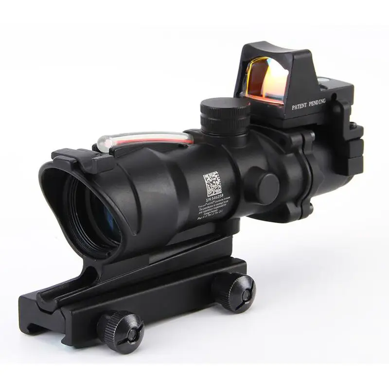 

Hot New 4x32 Outdoor Hunting Red Dot Sight Illuminated Optical Fiber Rifle scope with 20mm mount