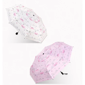

Ladies Sunscreen Anti-UV Sun Umbrella Female Folding Umbrellas Rain Women Sunny&Rainy Umbrella Cartoon Travel Princess Paraguas