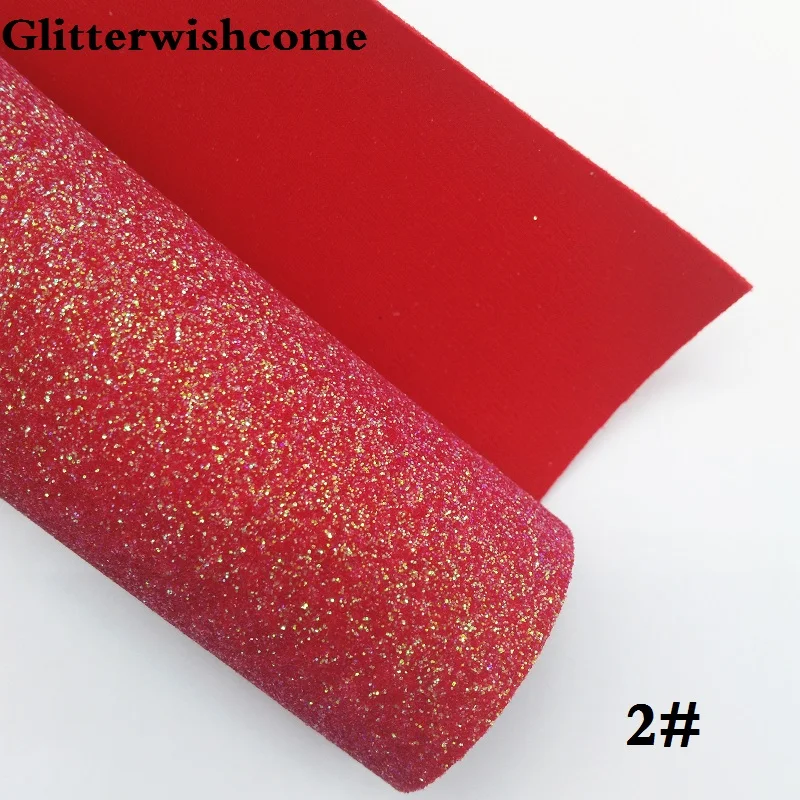 Glitterwishcome 30X134 см мини ролл синтетическая кожа, Fluo мелкие блестки кожа с лайкрой бэк винил для Луки, GM053 - Цвет: 2