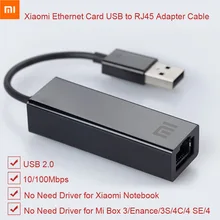 원래 xiao mi usb 이더넷 카드 rj45 어댑터 케이블 외부 10/100 mbps mi box s 3c/3 s 4 4c se 노트북 pc 노트북 usb2.0(China)