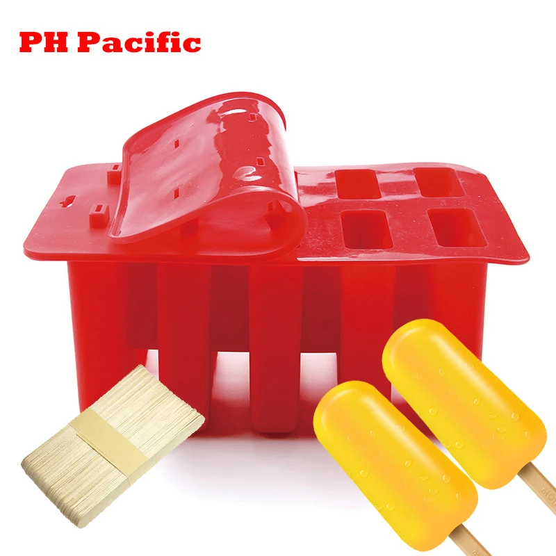 

10 Cells Reusable DIY Frozen Ice Cream Pop Mold Silicone Ice Cream Cube With Cover Tray Popsicle Molds Kitchen Tools Childhood