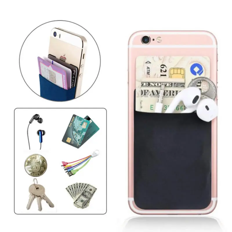 

Creative Elastic Lycra Cell Card Holder Phone Wallet Case Women Men Business Credit ID Card Holder Pocket Stick 3M Adhesive