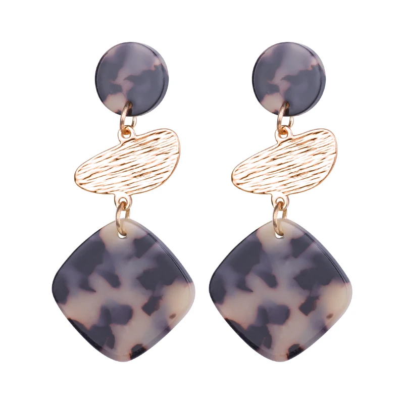Classic Resin Drop Earrings for Women Geometric Acrylic Dangling Earings Fashion Elegant Summer Metal Dangle Earring Jewelry    (1)