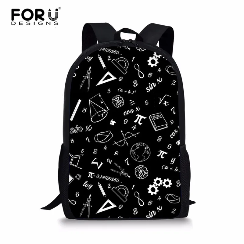 FORUDESIGNS/рюкзак с принтом формулы математики, школьные сумки для подростков, мальчиков и девочек, рюкзаки на заказ, школьные сумки для книг, сумки для подростков, Mochila - Цвет: Z4538C