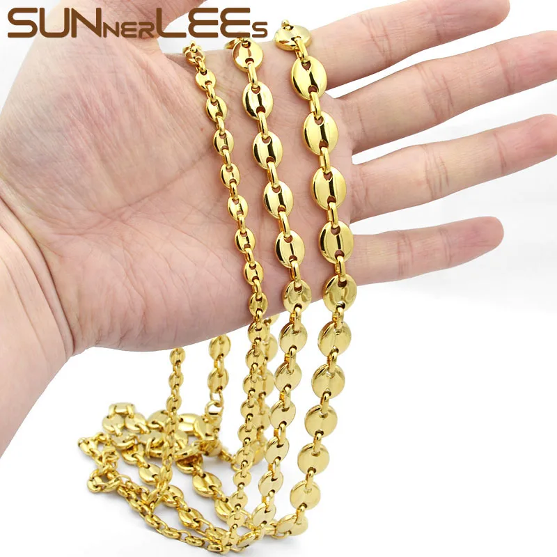 Ожерелье SUNNERLEES из нержавеющей стали 316L 5 ~ 11 мм цепочка для кофейных зерен