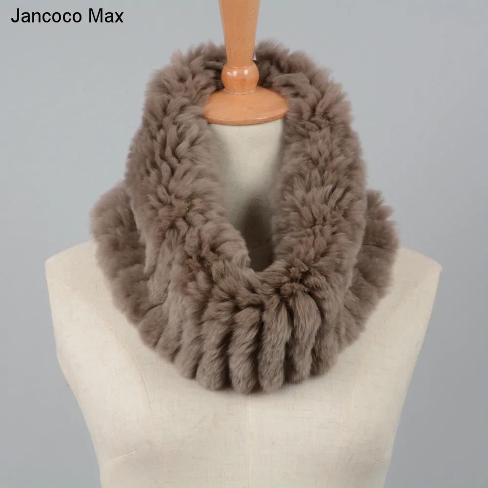 Jancoco Max New Winter Genuine Rex Rabbit Fur Shawl Women Muffler Soft Top Quality Scarf Neck Warm S7127