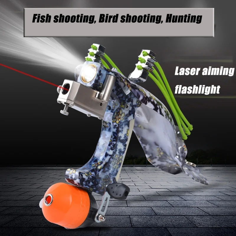 

Laser Aiming Night Fishing Shoot Set Reel Fishing Shooting Gun Deep Sea Catapult Hunting Slingshot
