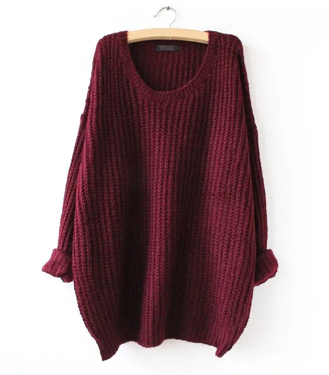 Autumn Fashion Women Solid Loose Pullovers Sweaters Long Casual O-Neck Candy Color Loose Knitted Tops  Oversized  Sweater