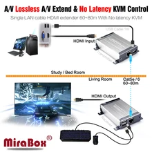 MiraBox KVM HDMI Extender USB Up to 80m Over Cat5/Cat5e/Cat6/Cat6e/UTP/LAN Single Cable Support 1080p HDMI KVM Extender For DVR