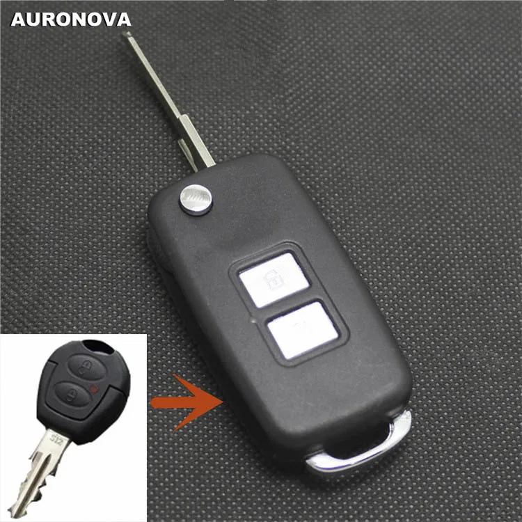 AURONOVA для Chery QQ Vw Jetta раскладной складной ключ с 2 кнопками модифицированный чехол