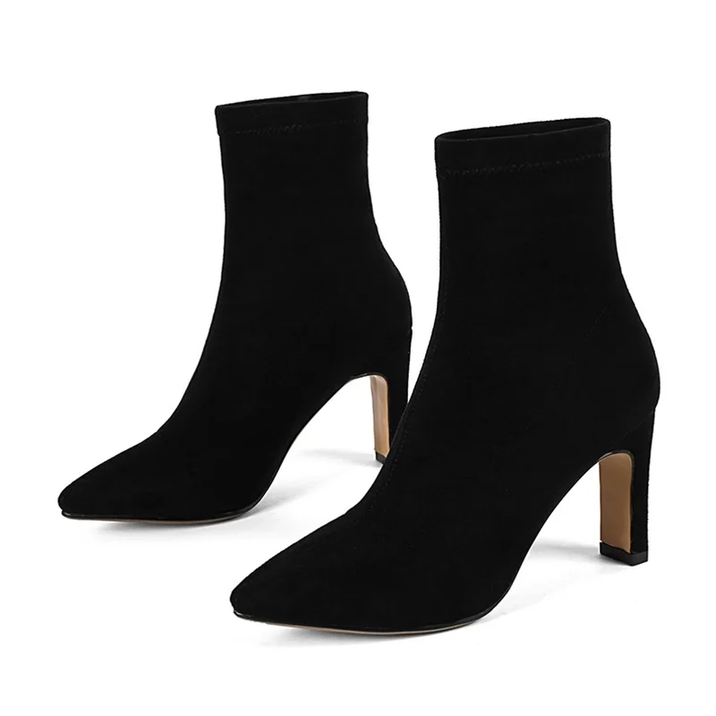 Chaussons Flock Hauts Chaussures Dames Supérieure Élégante Bottines Talons Femmes Mode Taille Qualité Lady Robe De Égérie Grande Mariage Newset black Apricot xZq7nXtPn