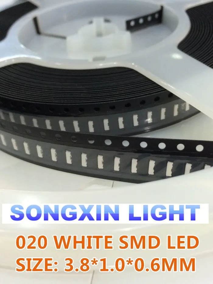 20 шт. 020 белый 3806 3810 вид сбоку SMD/SMT CW 3,8*1,0*0,6 мм 6000-9000K светильник светодиод шарик 020 SMD led белый