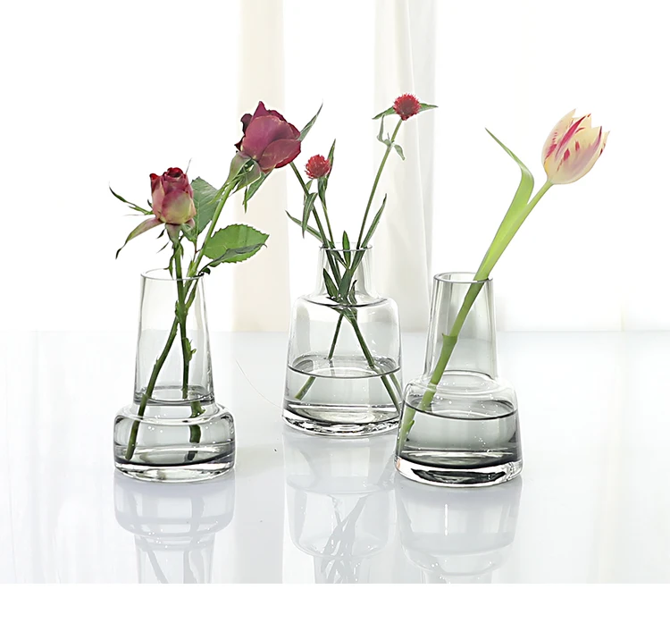 Маленькая ваза в скандинавском стиле, настольная стеклянная ваза, прозрачная Цветочная композиция, маленькая свежая японская декоративная ваза для рабочего стола