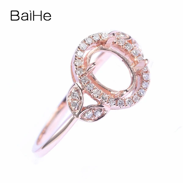 BAIHE Solid 10 k розовое золото(AU417) натуральные Алмазы обручальные свадебные кольца 6X8 мм овальное полукрепление кольцо ювелирные изделия подарок кольцо