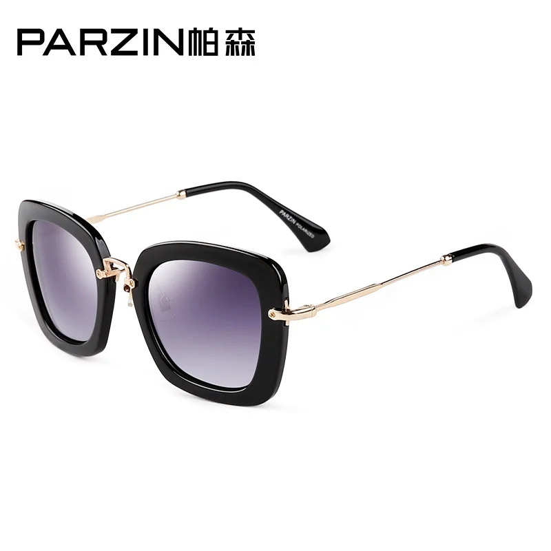Женские солнцезащитные очки с квадратной рамкой PARZIN, бренд высококачественных солнцезащитных очков, женские вождения, модные очки, аксессуары 9535 - Цвет линз: Black