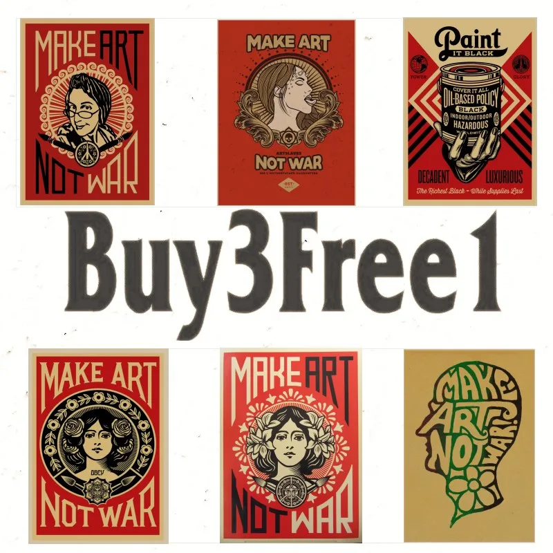 

Retro kraft paper, Make Art Not War. poster vintage style poster Home Wall Decoration wall stickers