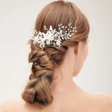 Цветок гребень для волос для невесты Свадебные аксессуары для волос Стразы Жемчуг невесты цветок гребень для волос для женщин украшение для головы невесты диадемы