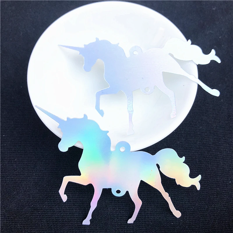 

24Pcs/Lot AB Silver 40*70mm Large Unicorn Shape Loose sequins diy handmade level stage performances Garments Sewing Accessories
