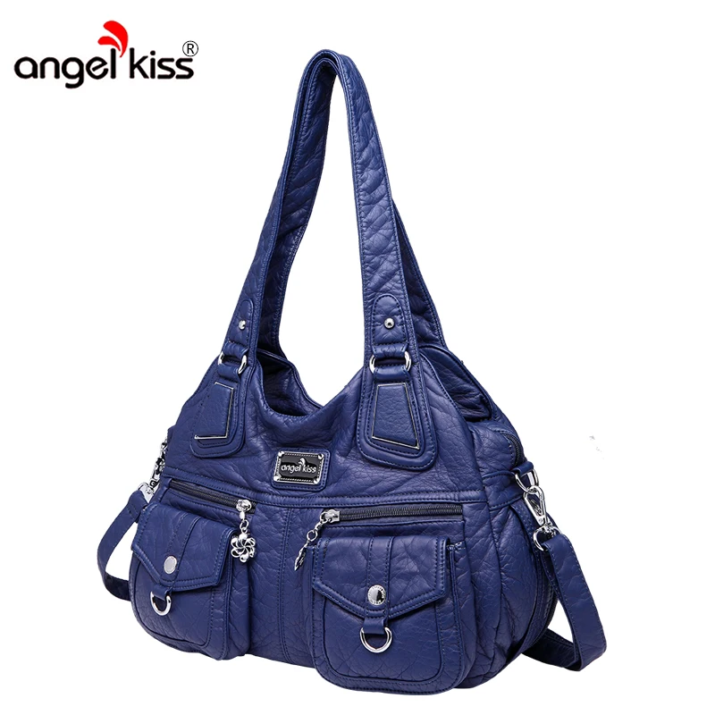 Angelkiss/брендовые сумочки с эффектом потертости из искусственной кожи; женские сумки на плечо; вместительные сумки; женская сумка через плечо; высокое качество; Mochila Bolsa Feminina