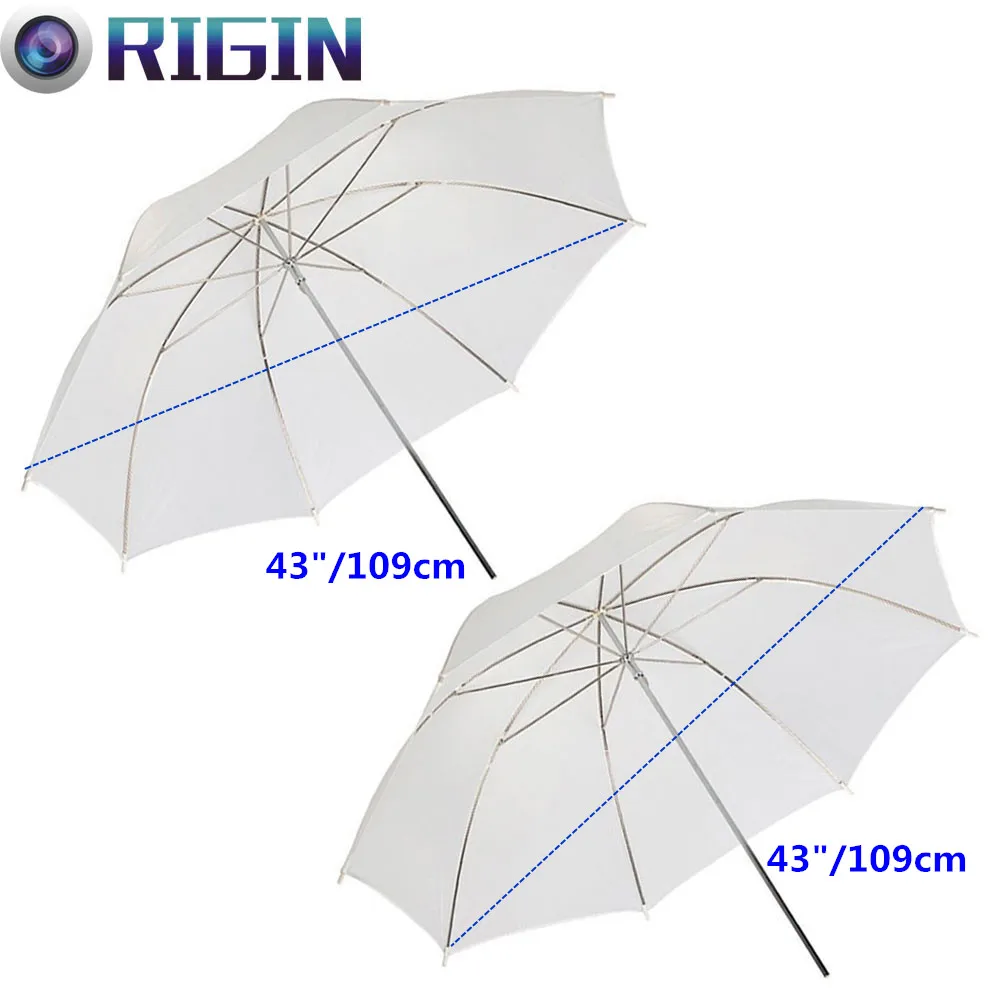 

2PCS 43"/109cm Soft White Diffuser Studio Photography Translucent Umbrella For Studio Flash Strobe Lighting