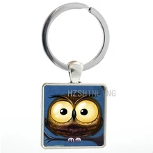 Steampunk cute Night Owl keychain funny big eyes owl bird keyring animal art men women key chain ring holder Christmas AA118