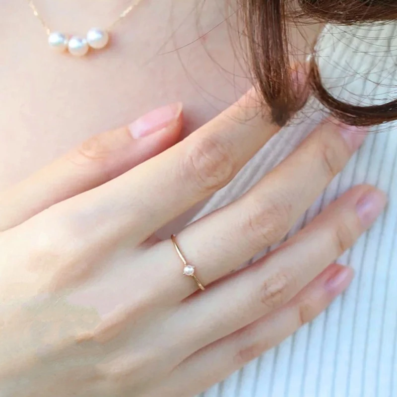 

Women Tiny Rings Gold Color Simulated Pearl Ring For Women Wedding Engagement Jewelry