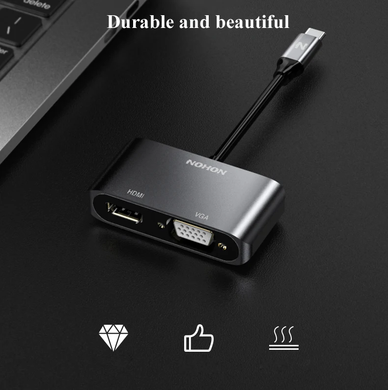 Nohon USB Type C HUB to HDMI VGA Adapter for MacBook Samsung Galaxy S9 Note 9 Huawei P20 Pro Mate 20 X Pro Laptop Type-C USB HUB Details (09)