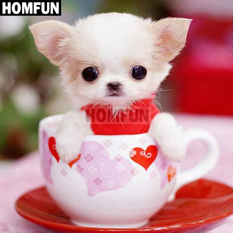 

HOMFUN Full Square/Round Drill 5D DIY Diamond Painting "Cup dog" Embroidery Cross Stitch 5D Home Decor Gift A02344