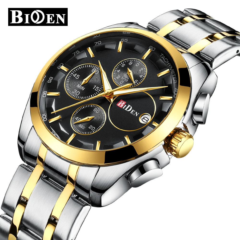 

BIDEN Men's Watches Military Luxury Brand Watch Mens Quartz Stainless Steel Chronograph Clock Wristwatches Man Relogio Masculino