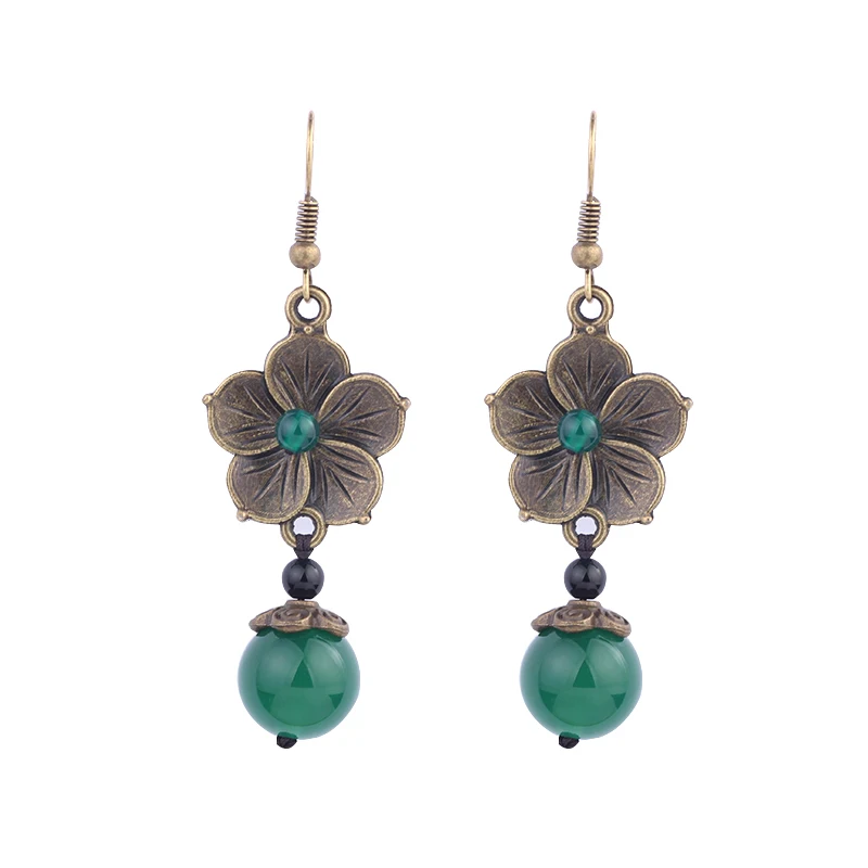 NEW MYWINY OWN DESIGN metal flowers vintage ethnic green earrings for women 18 design